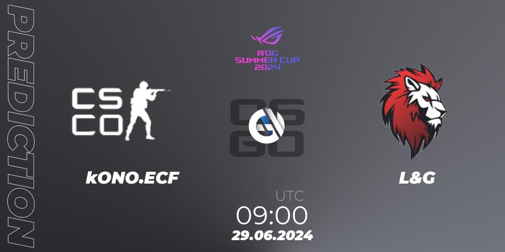 Pronósticos kONO.ECF - L&G. 29.06.2024 at 10:50. Gameinside.ua ROG Summer Cup 2024 - Counter-Strike (CS2)