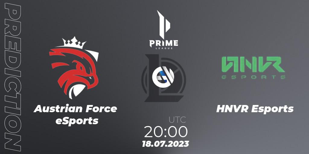 Pronósticos Austrian Force eSports - HNVR Esports. 18.07.2023 at 18:00. Prime League 2nd Division Summer 2023 - LoL