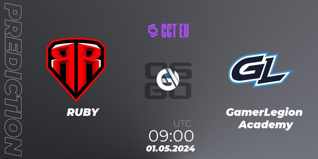 Pronósticos RUBY - GamerLegion Academy. 01.05.2024 at 09:00. CCT Season 2 Europe Series 2 - Counter-Strike (CS2)