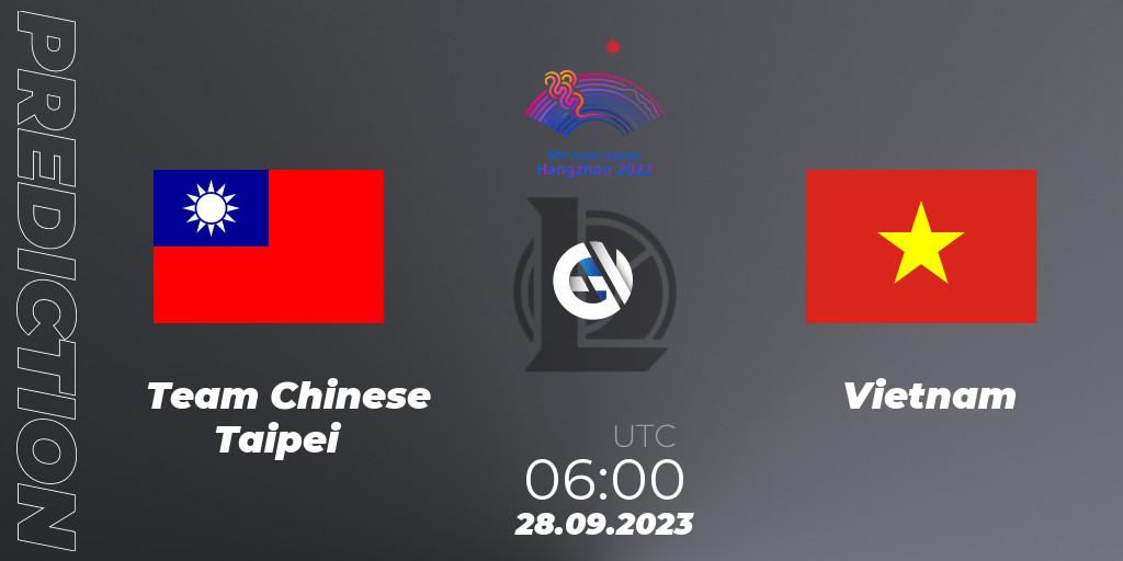 Pronósticos Team Chinese Taipei - Vietnam. 28.09.23. 2022 Asian Games - LoL
