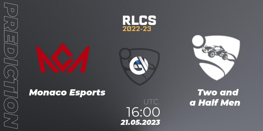 Pronósticos Monaco Esports - Two and a Half Men. 21.05.2023 at 16:00. RLCS 2022-23 - Spring: Europe Regional 2 - Spring Cup: Closed Qualifier - Rocket League