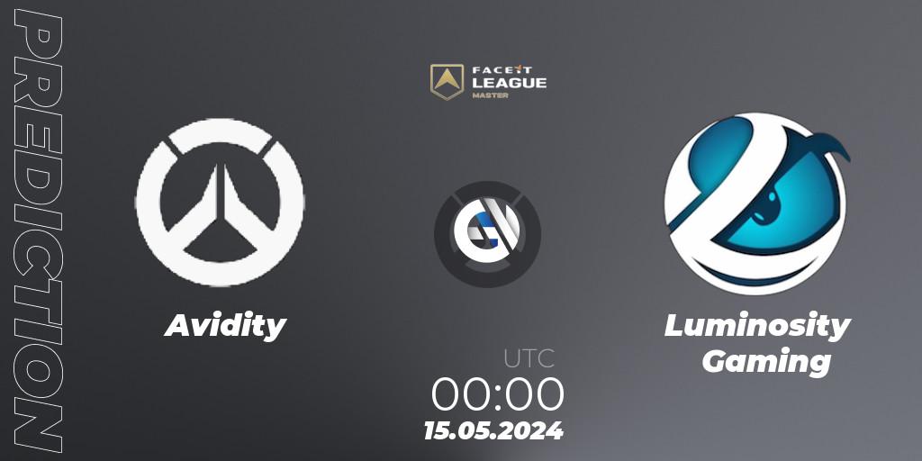 Pronósticos Avidity - Luminosity Gaming. 15.05.2024 at 00:00. FACEIT League Season 1 - NA Master Road to EWC - Overwatch