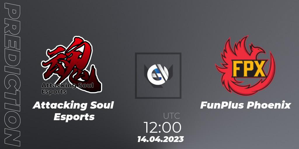 Pronósticos Attacking Soul Esports - FunPlus Phoenix. 14.04.2023 at 12:00. FGC Valorant Invitational 2023: Act 1 - VALORANT