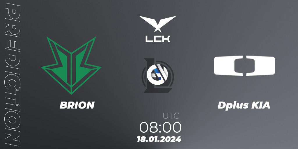 Pronósticos BRION - Dplus KIA. 18.01.2024 at 08:00. LCK Spring 2024 - Group Stage - LoL