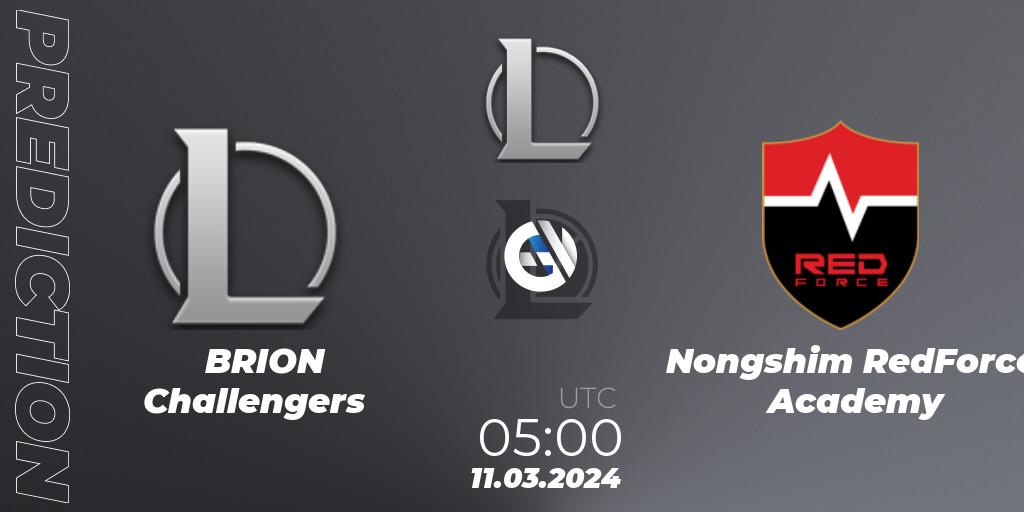 Pronósticos BRION Challengers - Nongshim RedForce Academy. 11.03.24. LCK Challengers League 2024 Spring - Group Stage - LoL