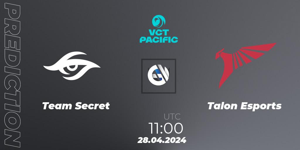 Pronósticos Team Secret - Talon Esports. 28.04.24. VALORANT Champions Tour 2024: Pacific League - Stage 1 - Group Stage - VALORANT