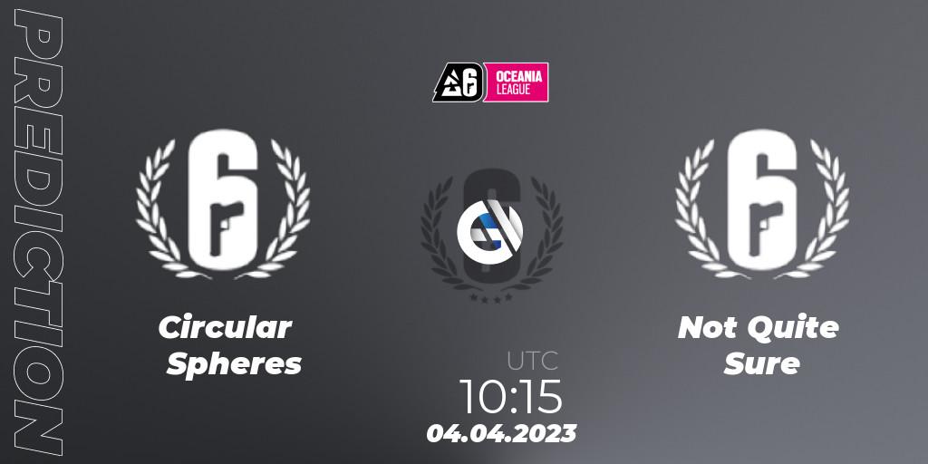 Pronósticos Circular Spheres - Not Quite Sure. 04.04.2023 at 09:15. Oceania League 2023 - Stage 1 - Rainbow Six