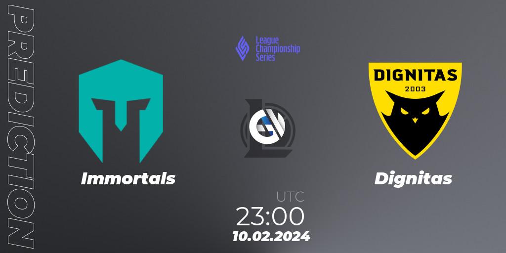 Pronósticos Immortals - Dignitas. 10.02.24. LCS Spring 2024 - Group Stage - LoL
