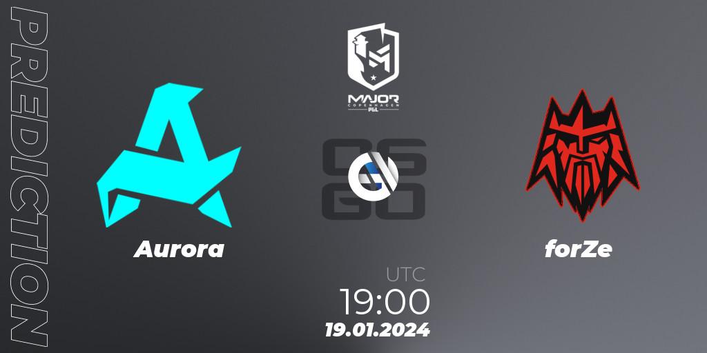 Pronósticos Aurora - forZe. 19.01.2024 at 19:00. PGL CS2 Major Copenhagen 2024: European Qualifier B - Counter-Strike (CS2)