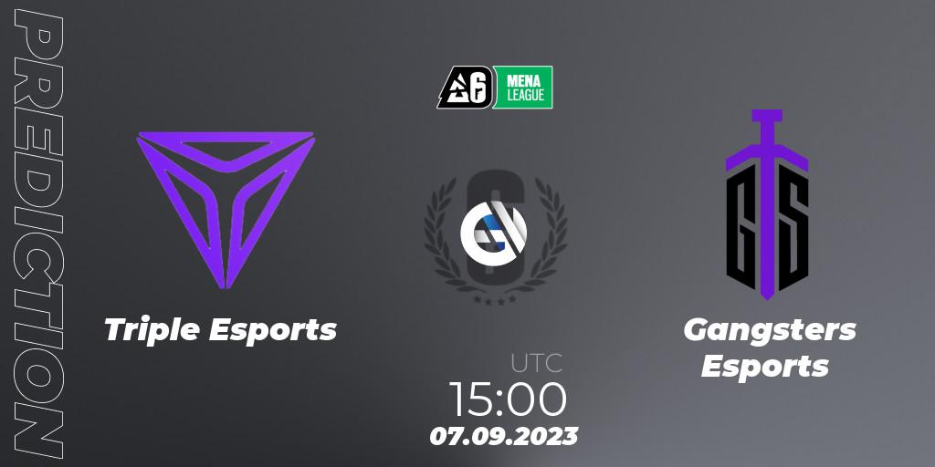 Pronósticos Triple Esports - Gangsters Esports. 07.09.2023 at 15:00. MENA League 2023 - Stage 2 - Rainbow Six