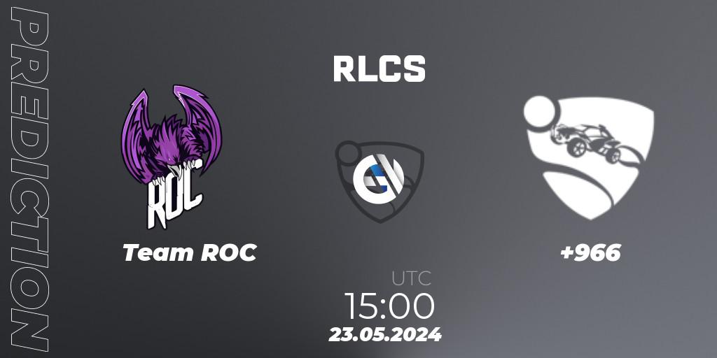 Pronósticos Team ROC - +966. 23.05.2024 at 15:00. RLCS 2024 - Major 2: MENA Open Qualifier 6 - Rocket League