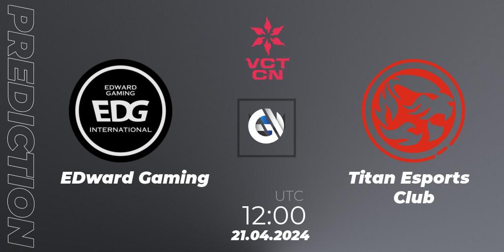 Pronósticos EDward Gaming - Titan Esports Club. 21.04.24. VALORANT Champions Tour China 2024: Stage 1 - Group Stage - VALORANT