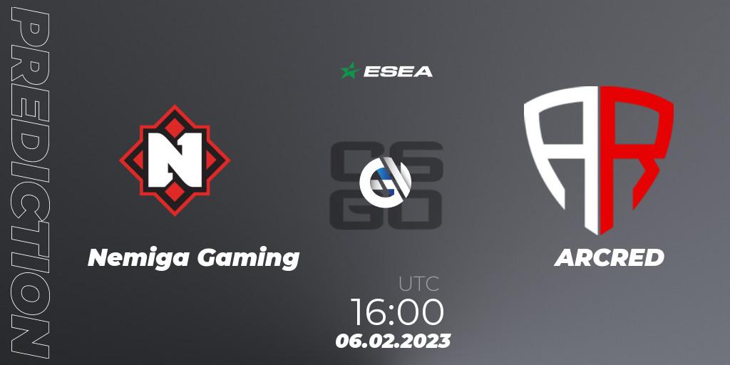 Pronósticos Nemiga Gaming - ARCRED. 06.02.23. ESEA Season 44: Advanced Division - Europe - CS2 (CS:GO)