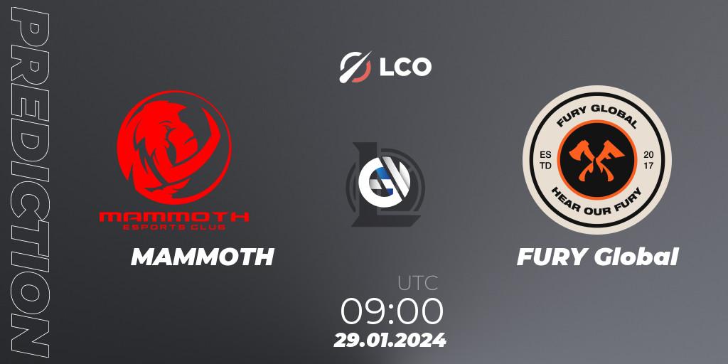 Pronósticos MAMMOTH - FURY Global. 29.01.24. LCO Split 1 2024 - Group Stage - LoL