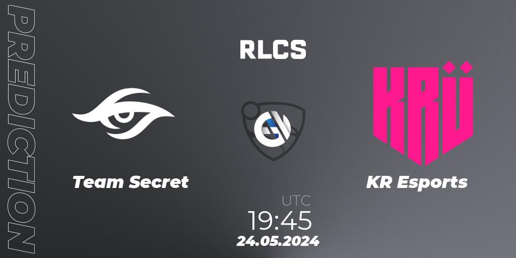 Pronósticos Team Secret - KRÜ Esports. 25.05.2024 at 22:00. RLCS 2024 - Major 2: SAM Open Qualifier 6 - Rocket League