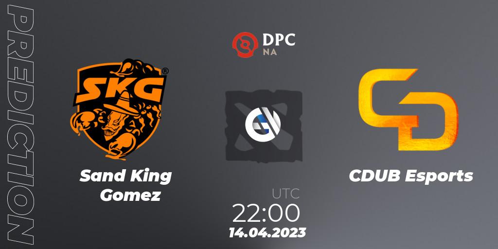 Pronósticos Sand King Gomez - CDUB Esports. 14.04.2023 at 21:55. DPC 2023 Tour 2: NA Division II (Lower) - Dota 2