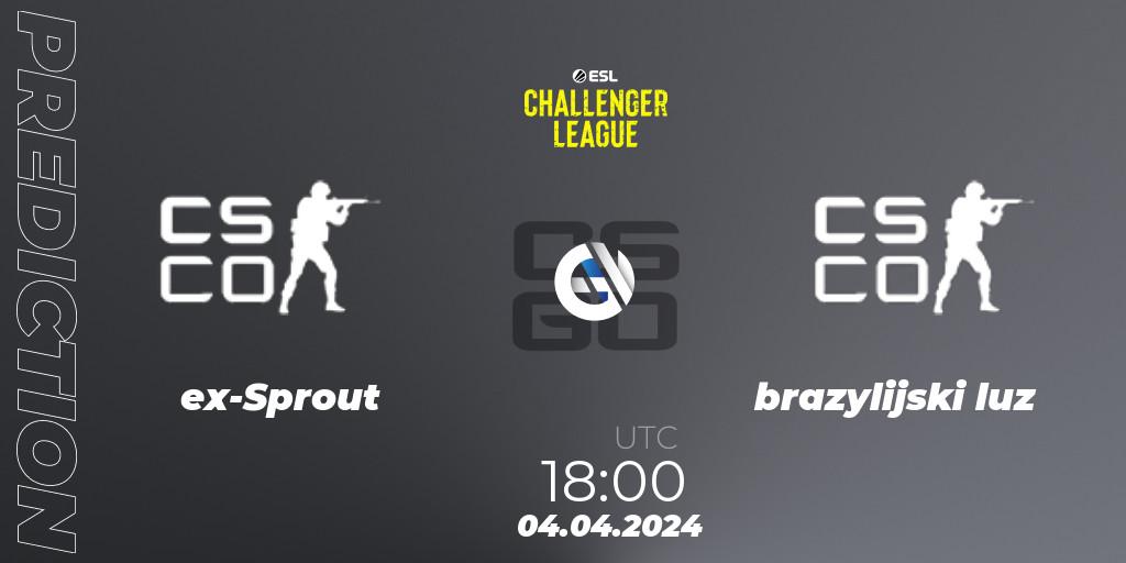 Pronósticos ex-Sprout - brazylijski luz. 04.04.2024 at 18:00. ESL Challenger League Season 47: Europe - Counter-Strike (CS2)