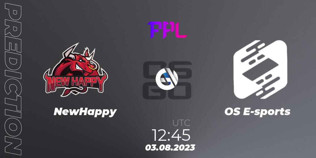 Pronósticos NewHappy - OS E-sports. 03.08.2023 at 12:45. Perfect World Arena Premier League Season 5: Challenger Division - Counter-Strike (CS2)