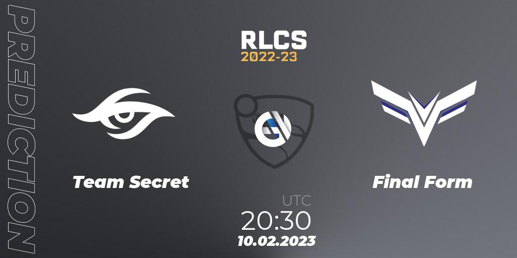 Pronósticos Team Secret - Final Form. 10.02.2023 at 20:30. RLCS 2022-23 - Winter: South America Regional 2 - Winter Cup - Rocket League