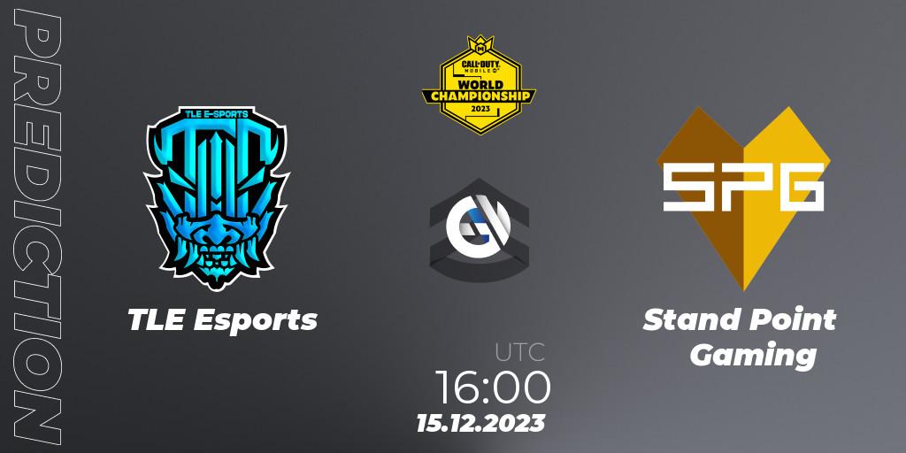 Pronósticos TLE Esports - Stand Point Gaming. 15.12.2023 at 15:15. CODM World Championship 2023 - Call of Duty