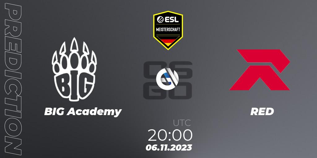 Pronósticos BIG Academy - RED. 06.11.2023 at 20:00. ESL Meisterschaft: Autumn 2023 - Counter-Strike (CS2)