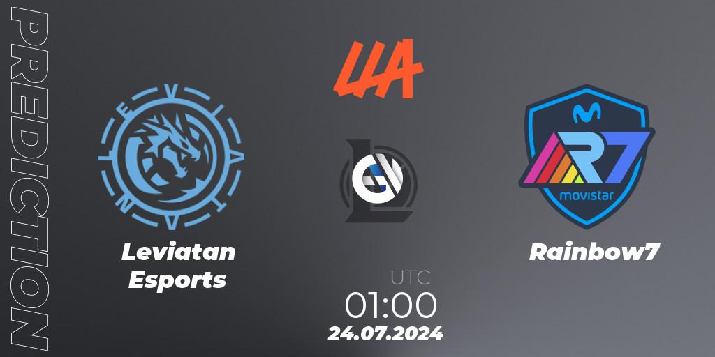 Pronósticos Leviatan Esports - Rainbow7. 24.07.2024 at 01:00. LLA Closing 2024 - Group Stage - LoL