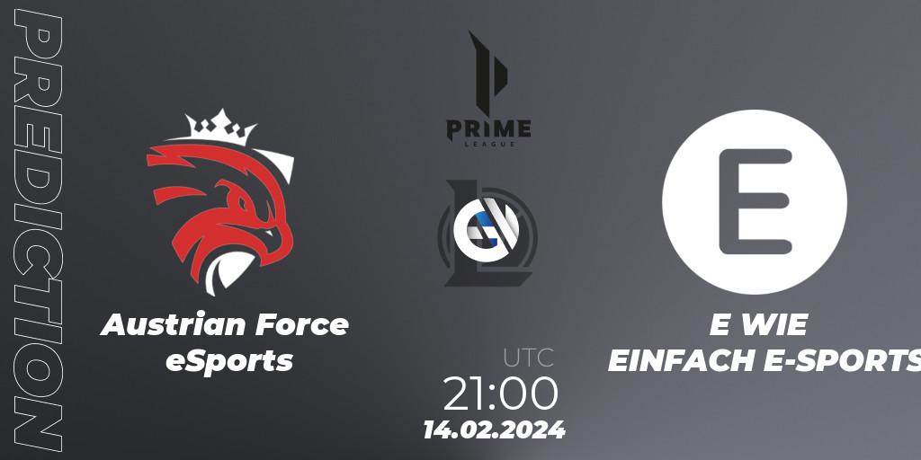 Pronósticos Austrian Force eSports - E WIE EINFACH E-SPORTS. 14.02.24. Prime League Spring 2024 - Group Stage - LoL