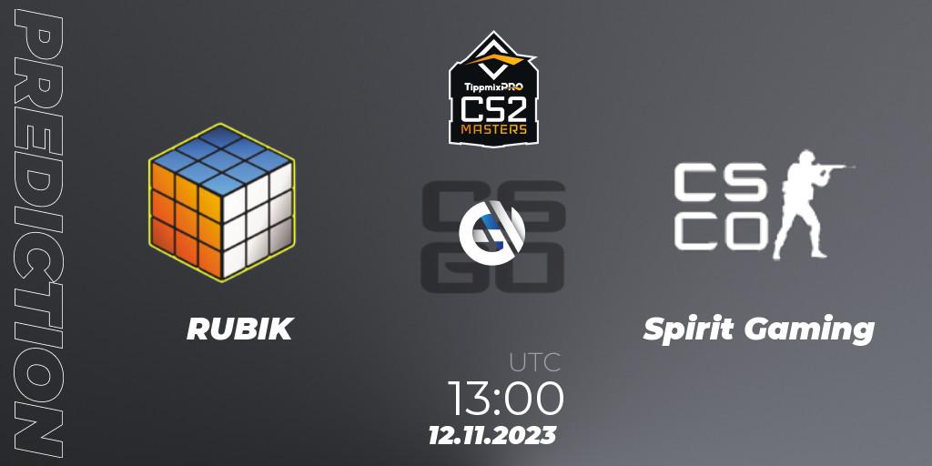 Pronósticos RUBIK - Spirit Gaming. 12.11.2023 at 13:00. TippmixPro Masters Fall 2023 - Counter-Strike (CS2)