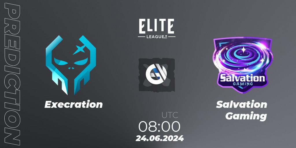 Pronósticos Execration - Salvation Gaming. 24.06.2024 at 08:45. Elite League Season 2: Southeast Asia Closed Qualifier - Dota 2