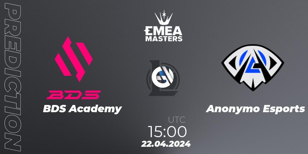 Pronósticos BDS Academy - Anonymo Esports. 22.04.24. EMEA Masters Spring 2024 - Playoffs - LoL