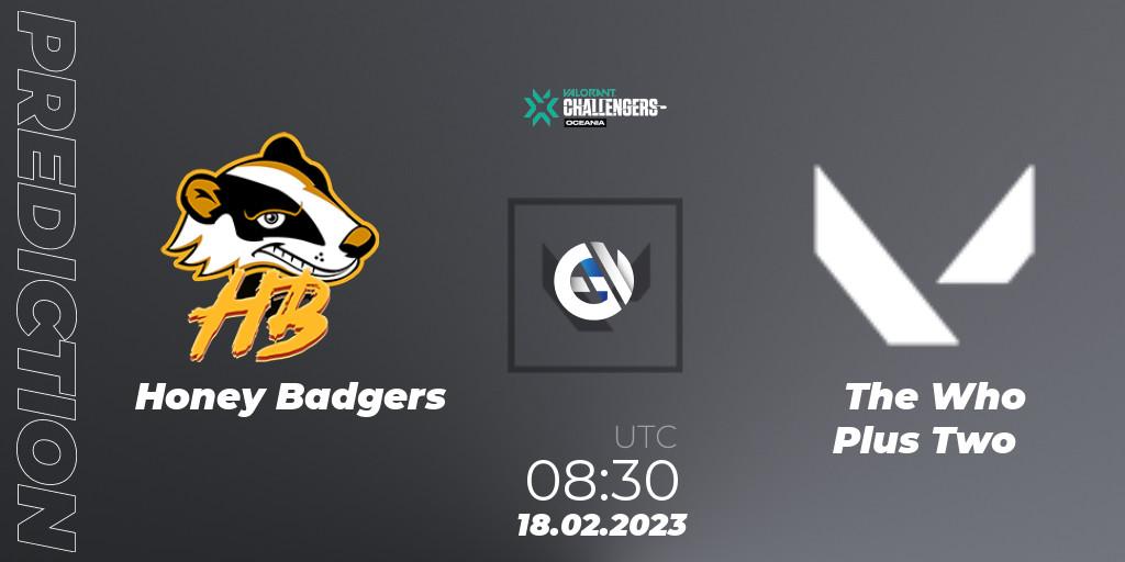 Pronósticos Honey Badgers - The Who Plus Two. 18.02.2023 at 07:30. VALORANT Challengers 2023: Oceania Split 1 - VALORANT