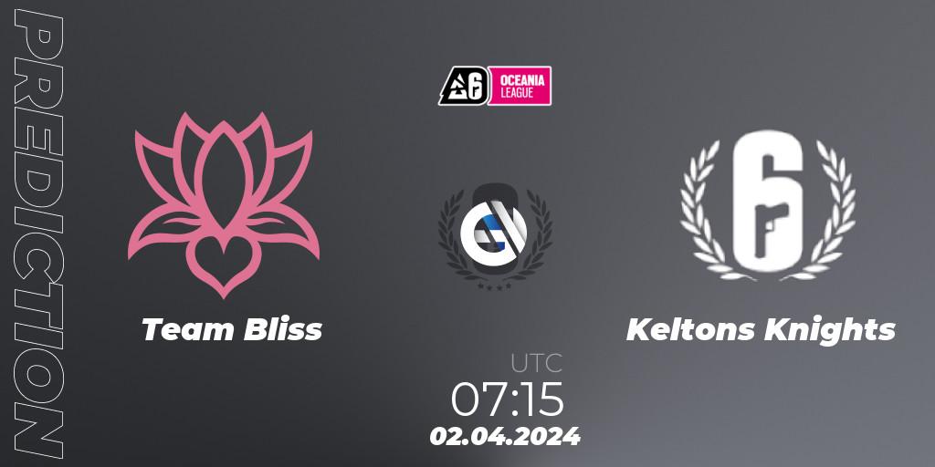 Pronósticos Team Bliss - Keltons Knights. 02.04.24. Oceania League 2024 - Stage 1 - Rainbow Six