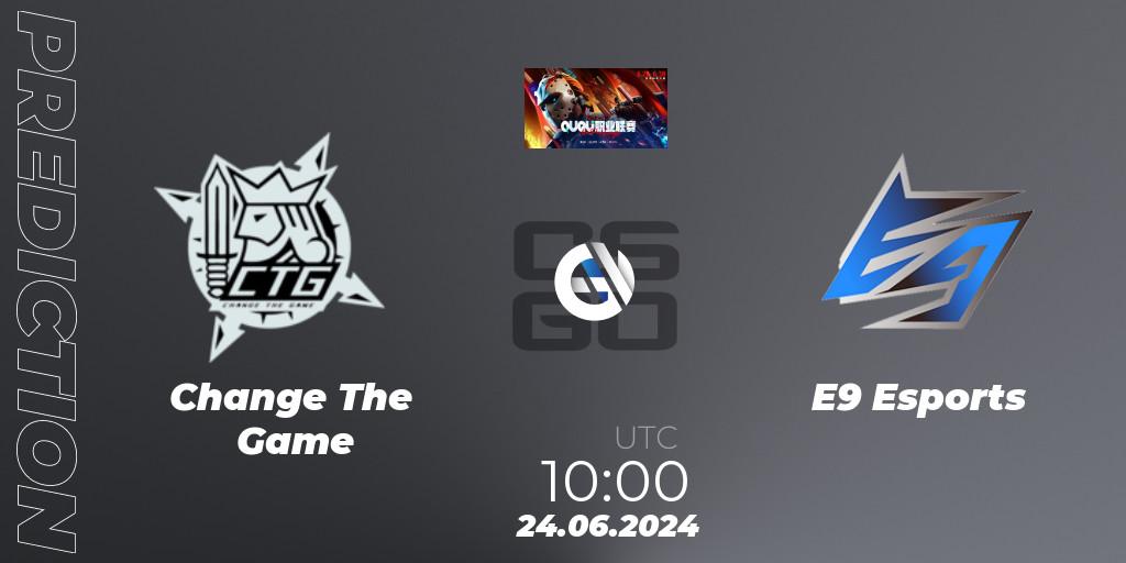 Pronósticos Change The Game - E9 Esports. 24.06.2024 at 10:00. QU Pro League - Counter-Strike (CS2)