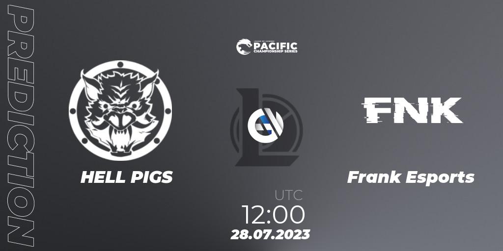 Pronósticos HELL PIGS - Frank Esports. 28.07.2023 at 12:25. PACIFIC Championship series Group Stage - LoL