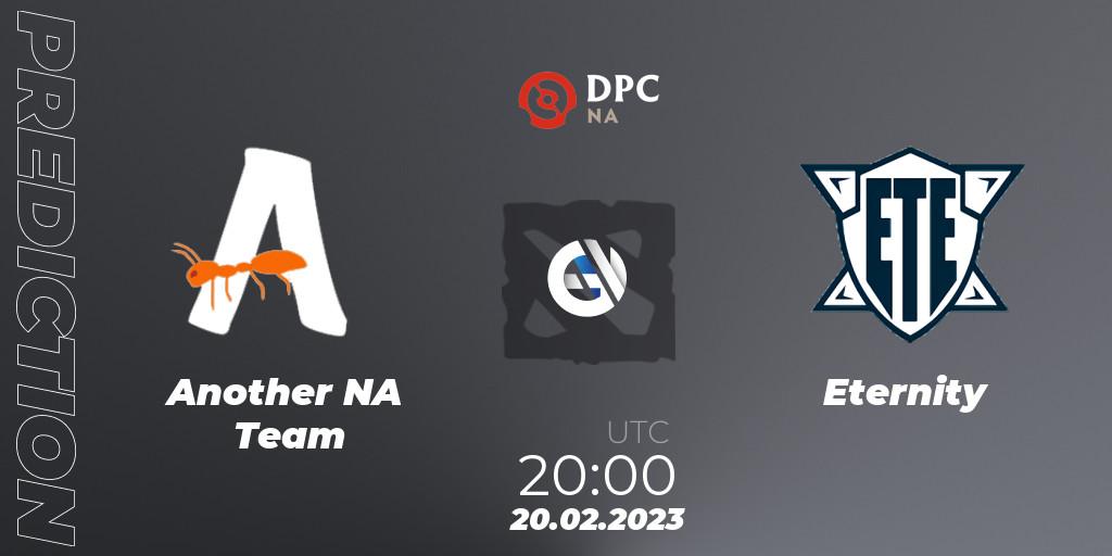 Pronósticos Another NA Team - Eternity. 20.02.2023 at 19:59. DPC 2022/2023 Winter Tour 1: NA Division II (Lower) - Dota 2