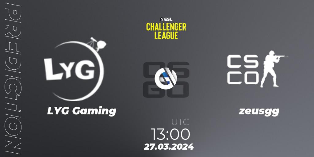 Pronósticos LYG Gaming - zeusgg. 27.03.24. ESL Challenger League Season 47: Asia - CS2 (CS:GO)