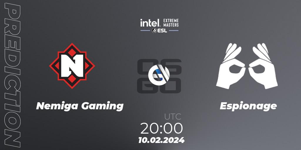 Pronósticos Nemiga Gaming - Espionage. 10.02.24. Intel Extreme Masters China 2024: European Closed Qualifier - CS2 (CS:GO)