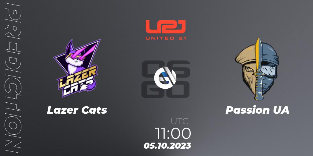 Pronósticos Lazer Cats - Passion UA. 05.10.2023 at 11:00. United21 Season 6 - Counter-Strike (CS2)