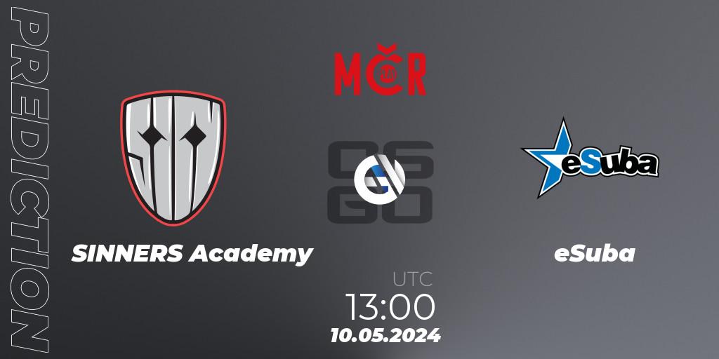 Pronósticos SINNERS Academy - eSuba. 10.05.2024 at 13:00. Tipsport Cup Spring 2024: Closed Qualifier - Counter-Strike (CS2)