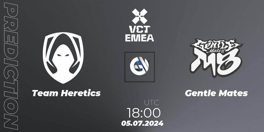 Pronósticos Team Heretics - Gentle Mates. 05.07.2024 at 19:00. VALORANT Champions Tour 2024: EMEA League - Stage 2 - Group Stage - VALORANT