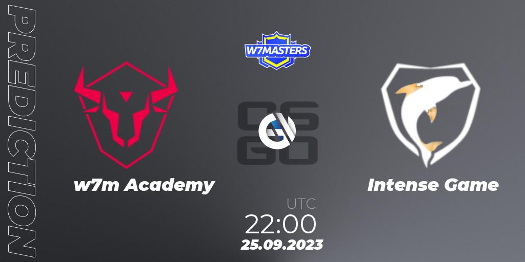 Pronósticos w7m Academy - Intense Game. 25.09.2023 at 22:00. W7Masters - Counter-Strike (CS2)