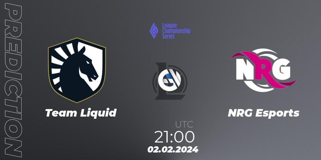 Pronósticos Team Liquid - NRG Esports. 02.02.2024 at 22:00. LCS Spring 2024 - Group Stage - LoL
