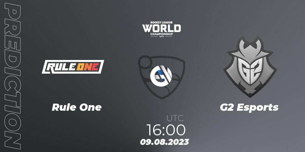 Pronósticos Rule One - G2 Esports. 09.08.2023 at 17:15. Rocket League Championship Series 2022-23 - World Championship Group Stage - Rocket League