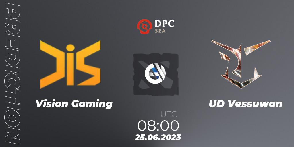 Pronósticos Vision Gaming - UD Vessuwan. 25.06.2023 at 08:01. DPC 2023 Tour 3: SEA Division II (Lower) - Dota 2