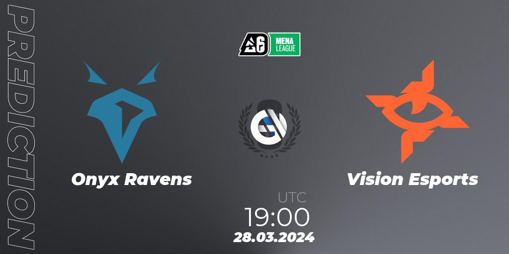 Pronósticos Onyx Ravens - Vision Esports. 28.03.2024 at 19:00. MENA League 2024 - Stage 1 - Rainbow Six