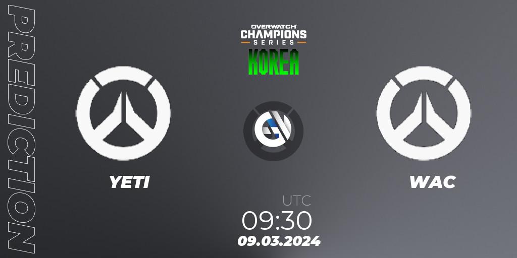 Pronósticos YETI - WAC. 09.03.2024 at 09:30. Overwatch Champions Series 2024 - Stage 1 Korea - Overwatch