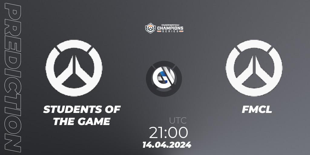 Pronósticos STUDENTS OF THE GAME - FMCL. 14.04.2024 at 21:00. Overwatch Champions Series 2024 - North America Stage 2 Group Stage - Overwatch