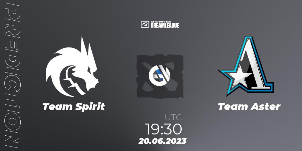 Pronósticos Team Spirit - Team Aster. 20.06.2023 at 19:47. DreamLeague Season 20 - Group Stage 2 - Dota 2