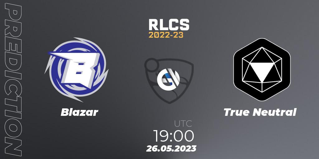 Pronósticos Blazar - True Neutral. 26.05.2023 at 19:00. RLCS 2022-23 - Spring: South America Regional 2 - Spring Cup - Rocket League