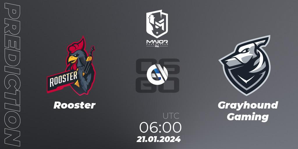 Pronósticos Rooster - Grayhound Gaming. 21.01.2024 at 06:00. PGL CS2 Major Copenhagen 2024 Oceania RMR Closed Qualifier - Counter-Strike (CS2)